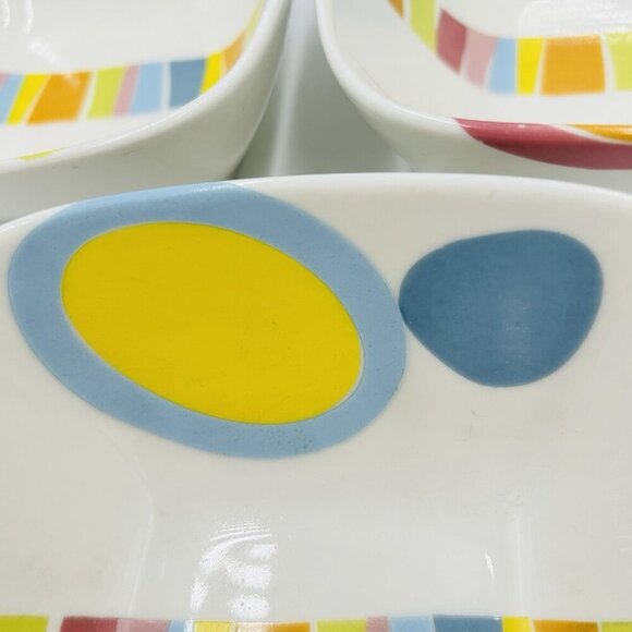 222 Fifth Orbit Bright Square 6" Cereal Bowls Fine China Set of 3 - Picture 5 of 14